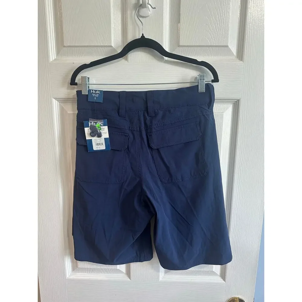 Huk NWT Next Level 10.5 Inch Shorts Sz S Fishing Navy Blue Outdoor Athletic
